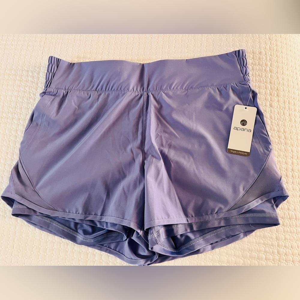 NWT Apana 2-in-1 Women's Running/ Yoga Shorts Lavender Violet - XL